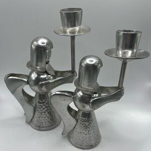Vintage Pura Hammered Banka Tin Angel Candleholder Indonesia (2)